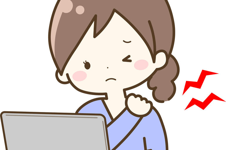 デスクワークで肩こりのイラスト