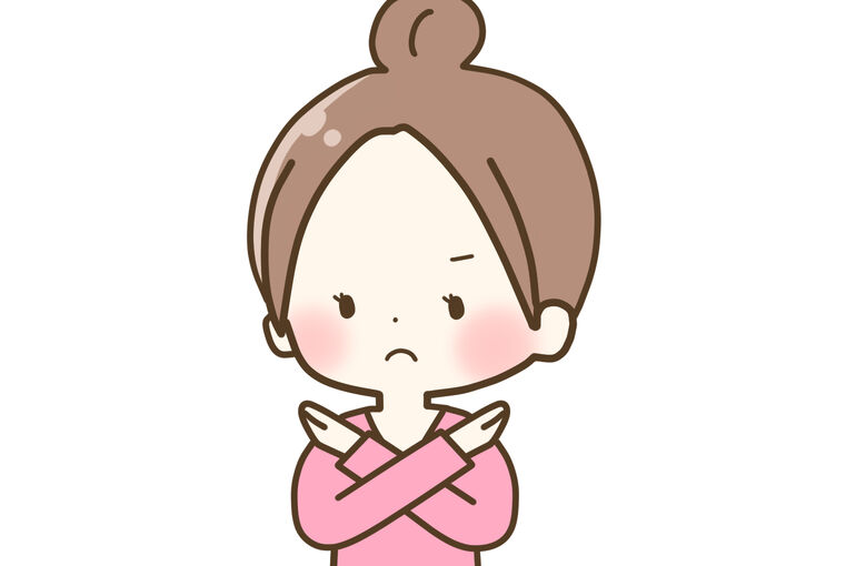 NOのポーズをする女性のイラスト
