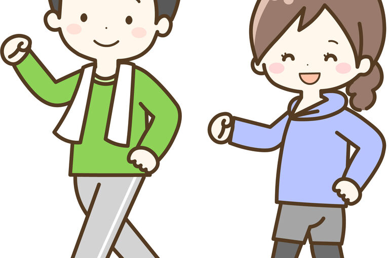 ランニングするカップルのイラスト